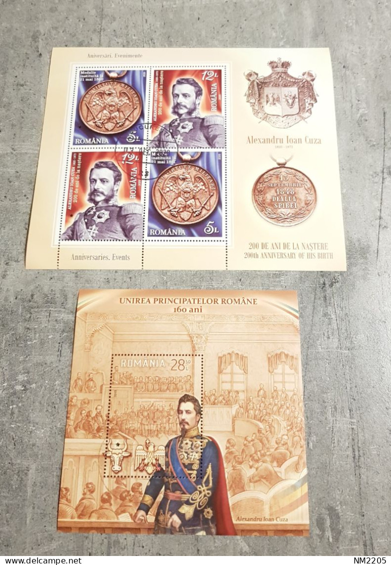 ROMANIA ANNIVERSARIES -EVENTS-ALEXANDRU IOAN CUZA 2 MINIATURE SHEETS USED - Usati