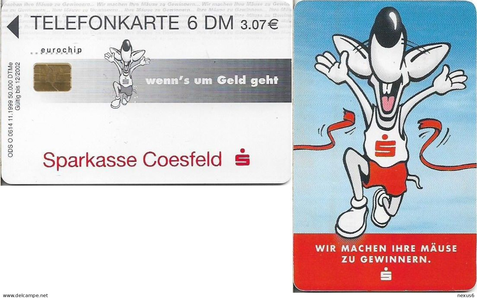 Germany - Sparkasse - Wir Machen Ihre Mäuse Zu Gewinnern (Overprint 'Sparkasse Coesfeld') - O 0614 - 11.1999, 6DM, Used - O-Series : Séries Client