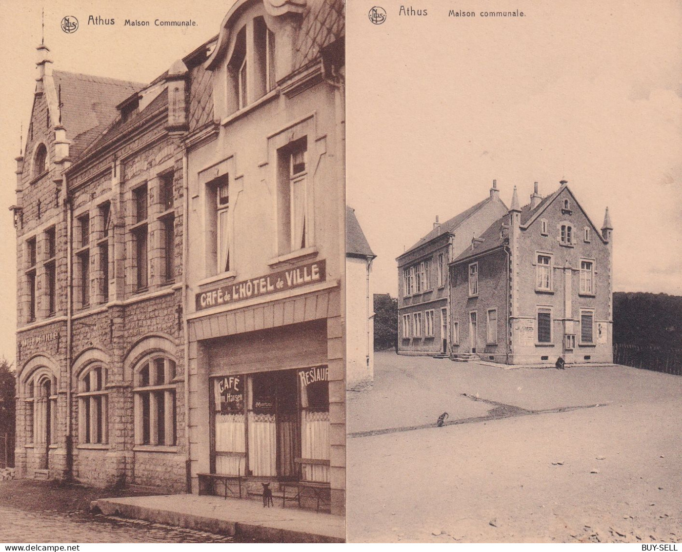 BELGIQUE - 2 CARTES - UNE RARE - ATHUS - MAISON COMMUNALE - Aubange