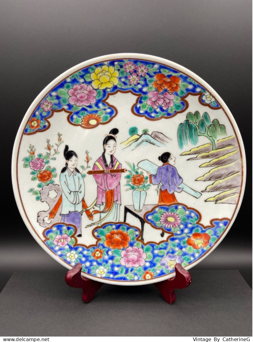 Assiette YAMATOKU  Geisha 1920-1930  Porcelaine Japon Signé  Diam 25cm #240033 - Aziatische Kunst