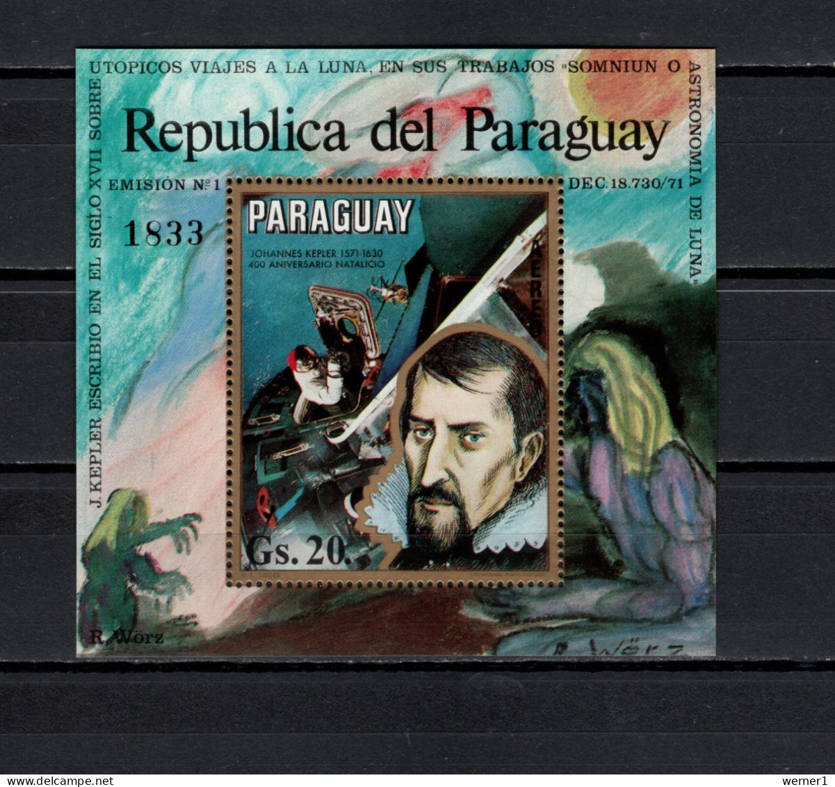 Paraguay 1971 Space, Johannes Kepler S/s MNH - Amérique Du Sud