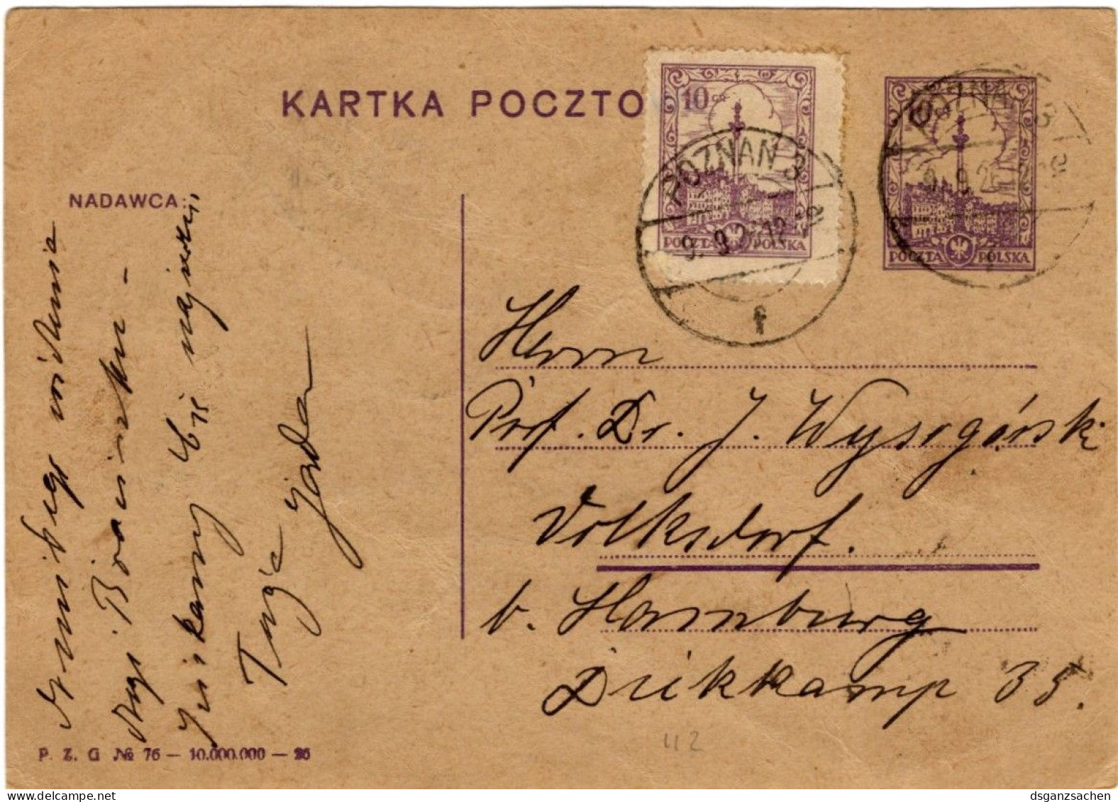 Polen Ganzsache  1926 Zf. - Enteros Postales