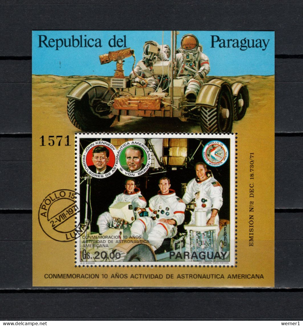 Paraguay 1972 Space, Scott, Worden, Irwin, JFK Kennedy S/s MNH - Amérique Du Sud