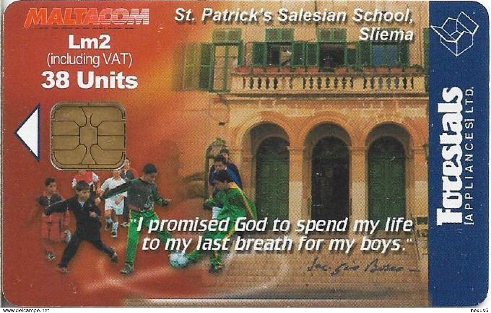 Malta - Maltacom - St.Patrick's Salesian School Sliema, 12.2003, 38U, 20.000ex, Used - Malte