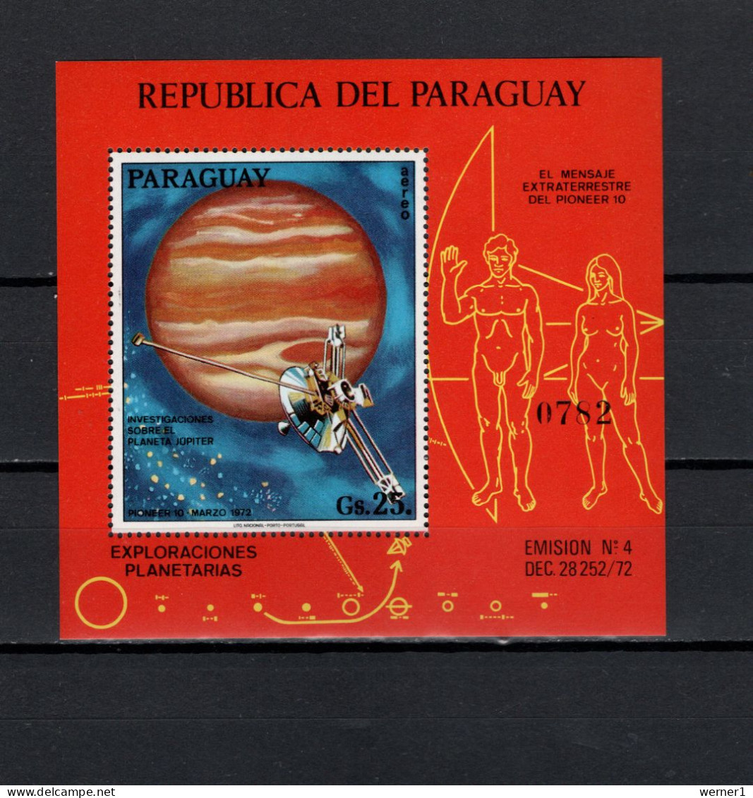 Paraguay 1973 Space, Pioneer 10, S/s MNH - Amérique Du Sud