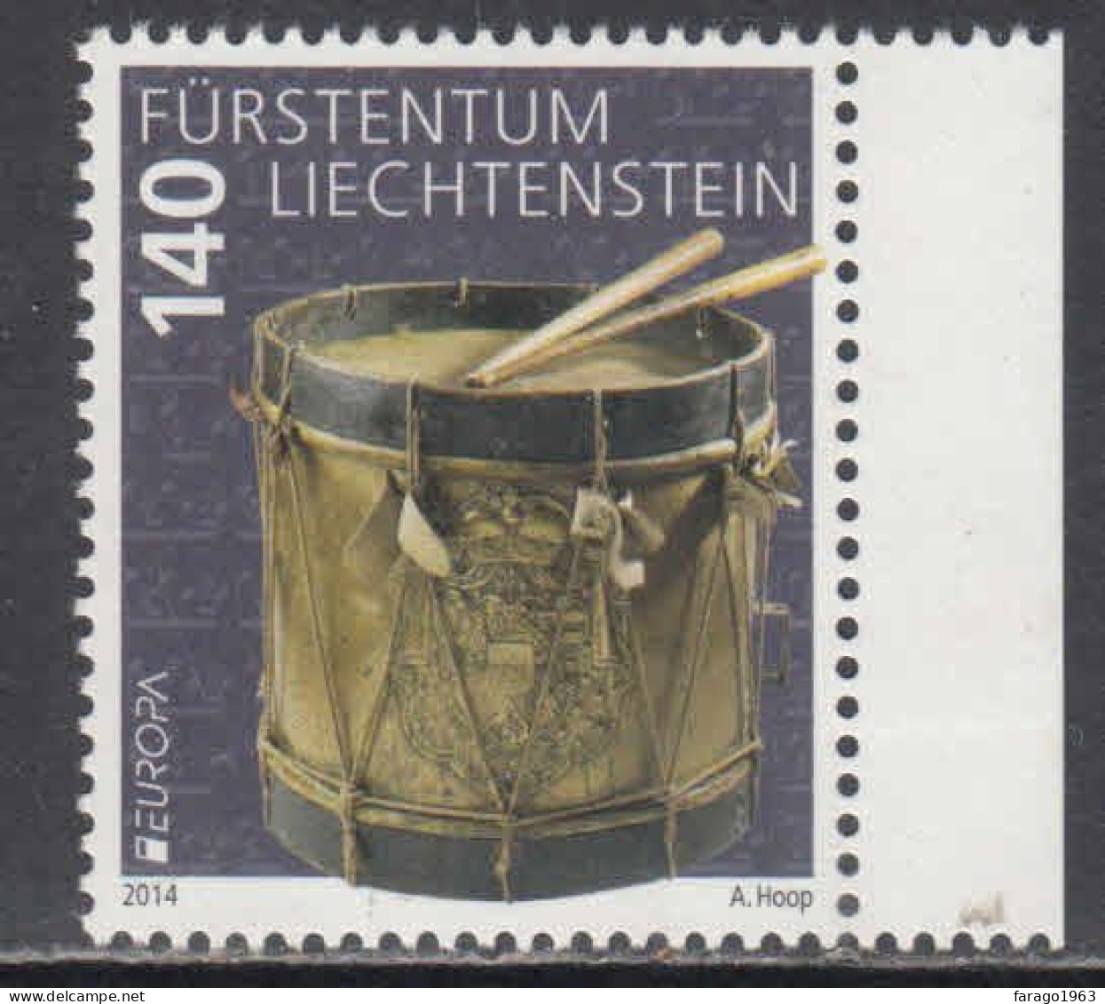 2014 Liechtenstein Drums Musical Instruments Europa Complete Set Of 1 MNH @ BELOW FACE VALUE - Ungebraucht