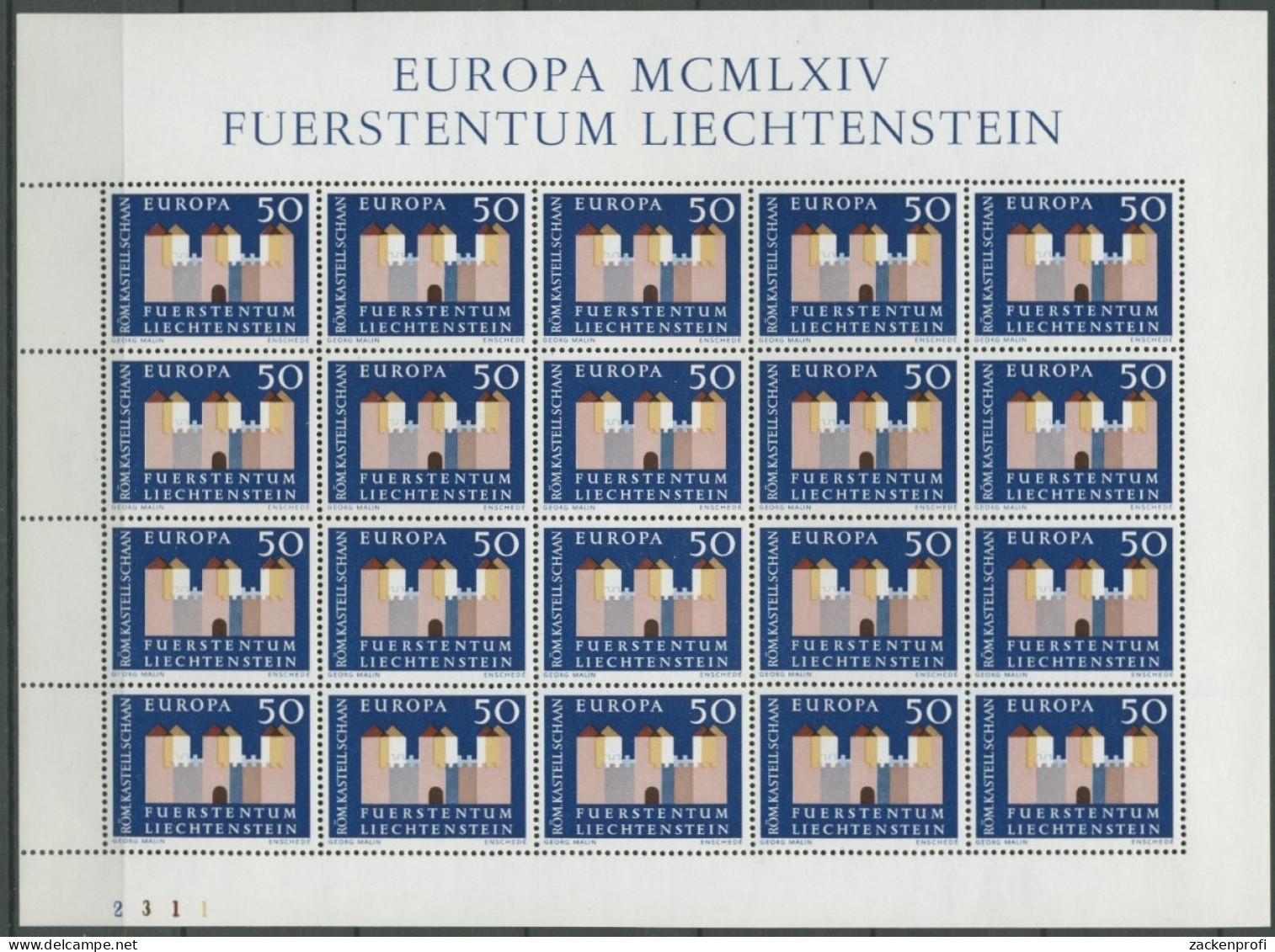 Liechtenstein 1964 Europa CEPT Kompletter Bogen 444 Postfrisch (C13425) - Ungebraucht