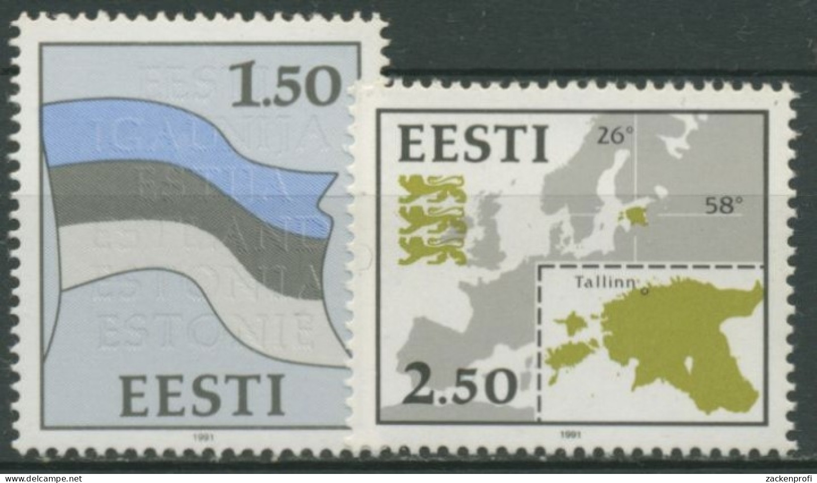 Estland 1991 Nationale Symbole Flagge Landkarte 174/75 Postfrisch - Estonie