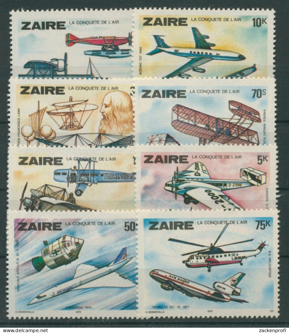 Kongo-Zaire 1978 Geschichte Der Luftfahrt Flugzeuge 580/87 Postfrisch - Ongebruikt