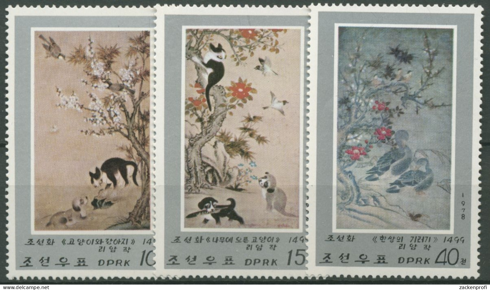 Korea (Nord) 1978 Koreanische Tiergemälde 1802/04 Postfrisch - Korea, North