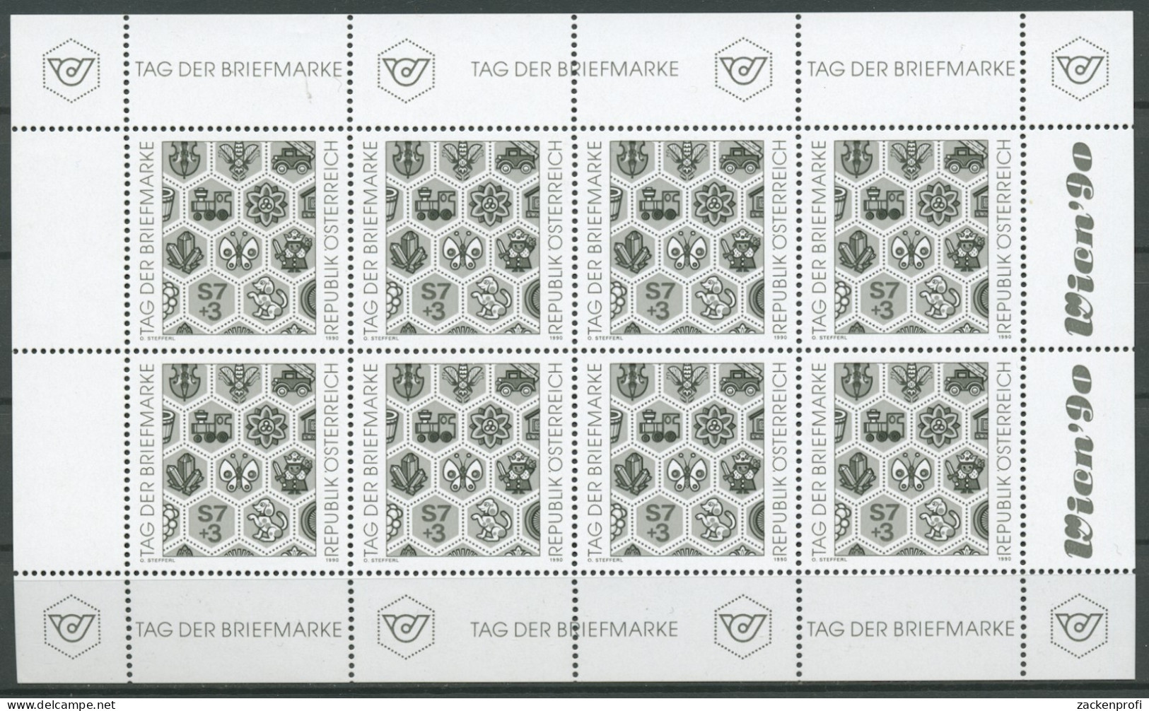 Österreich 1990 Tag Der Briefmarke Schwarzdruck 1990 K S Postfrisch (C14723) - Blocs & Feuillets