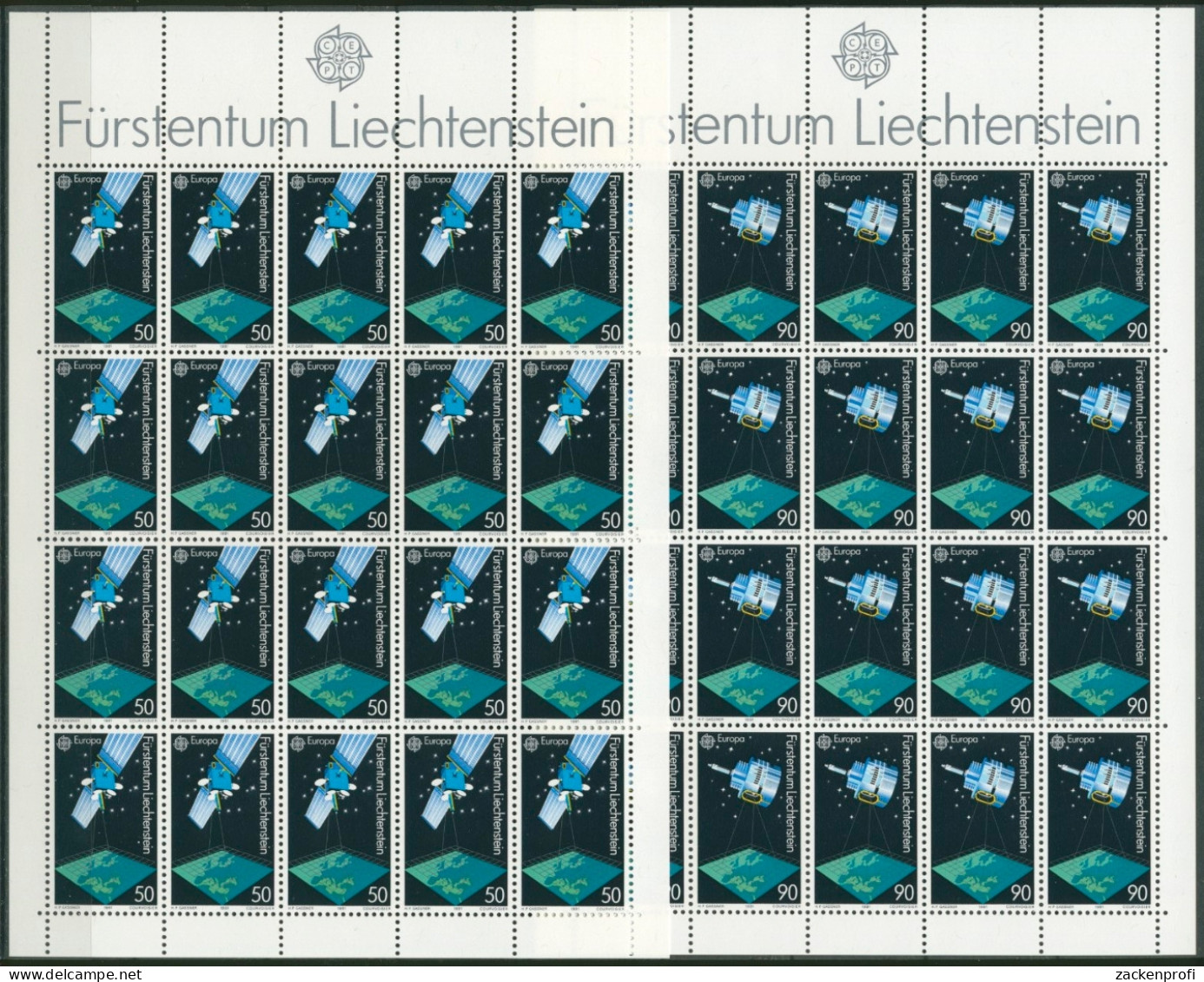 Liechtenstein 1991 Europa CEPT Raumfahrt Bogensatz 1011/12 Postfrisch (C16325) - Blokken