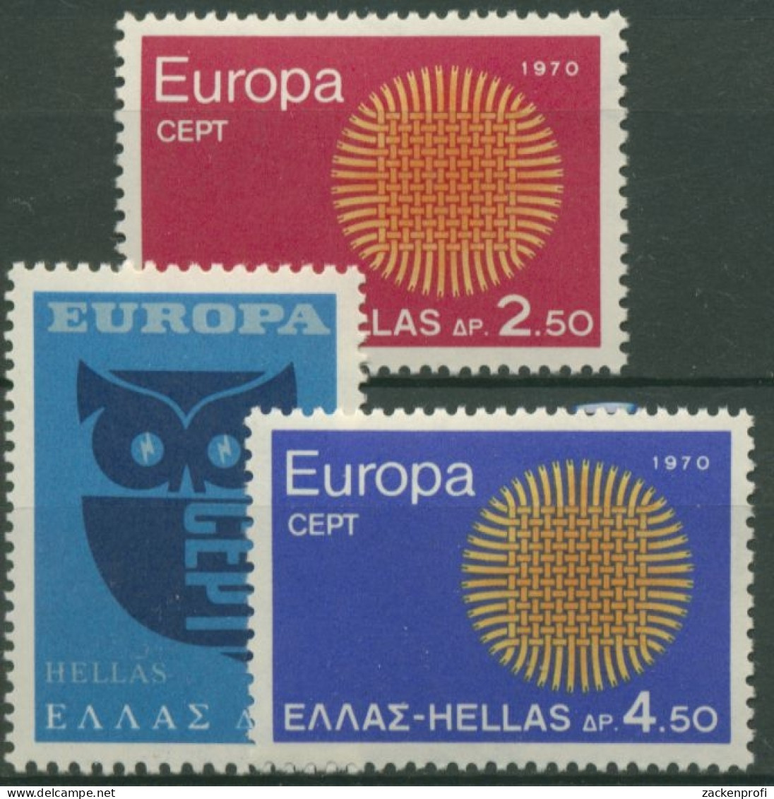 Griechenland 1970 EUROPA: Flechtwerk, Eule 1040/42 Postfrisch - Nuevos