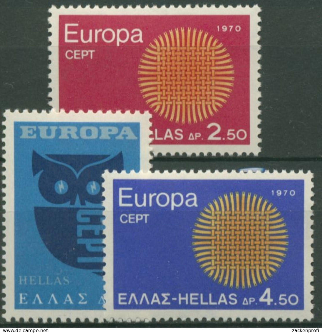 Griechenland 1970 EUROPA: Flechtwerk, Eule 1040/42 Postfrisch - Ungebraucht