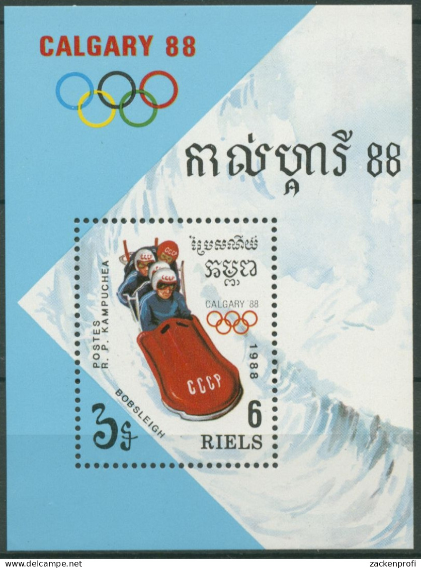 Kambodscha 1988 Olympiade Calgary: Viererbob Block 156 Postfrisch (C6802) - Cambogia