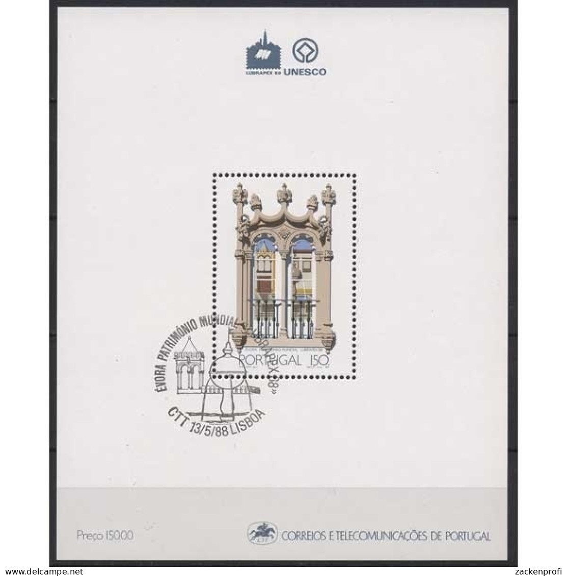 Portugal 1988 LUBRAPEX'88 UNESCO Kulturgüter Block 58 Gestempelt (C91089) - Blocs-feuillets