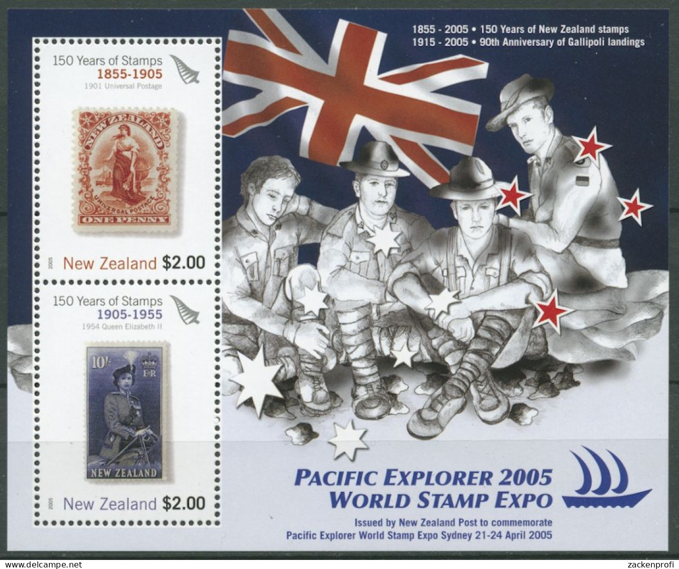 Neuseeland 2005 PACIFIC EXPLORER Briefmarken Block 185 Postfrisch (C25728) - Blocs-feuillets