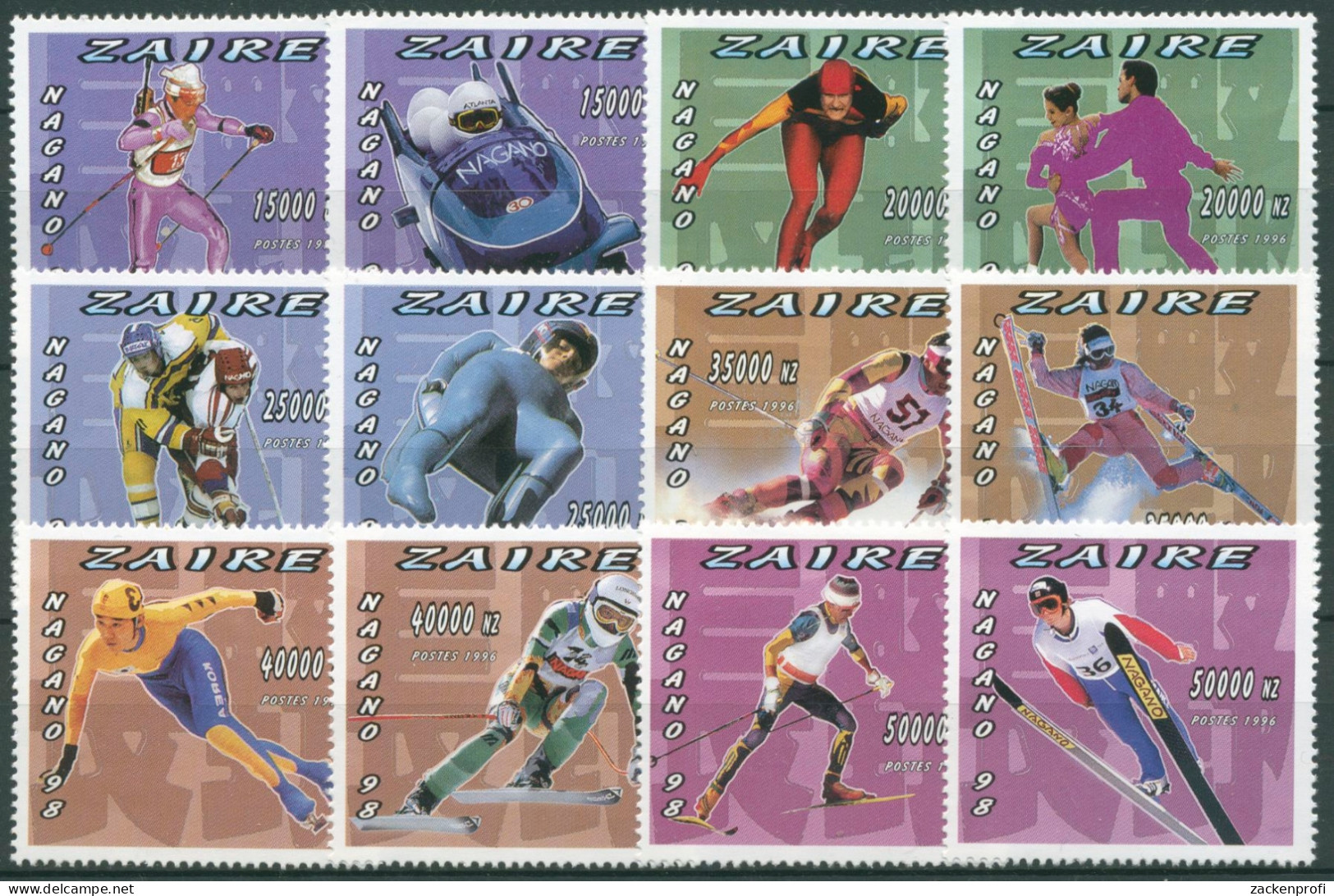 Kongo-Zaire 1996 Olympische Winterspiele Nagano 1242/53 A Postfrisch - Unused Stamps