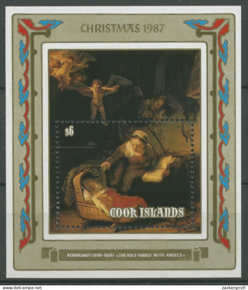 Cook-Inseln 1987 Weihnachten Gemälde V. Rembrandt Block 184 Postfrisch (C27800) - Cookeilanden