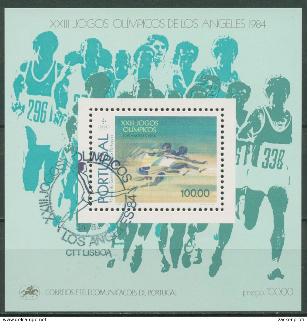 Portugal 1984 Olympia Los Angeles Hürdenlauf Block 45 Gestempelt (C91052) - Blocs-feuillets