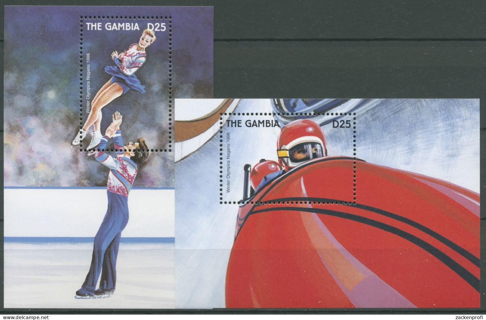 Gambia 1997 Olympische Winterspiele Nagano Bob Block 362/63 Postfrisch (C28242) - Gambie (1965-...)