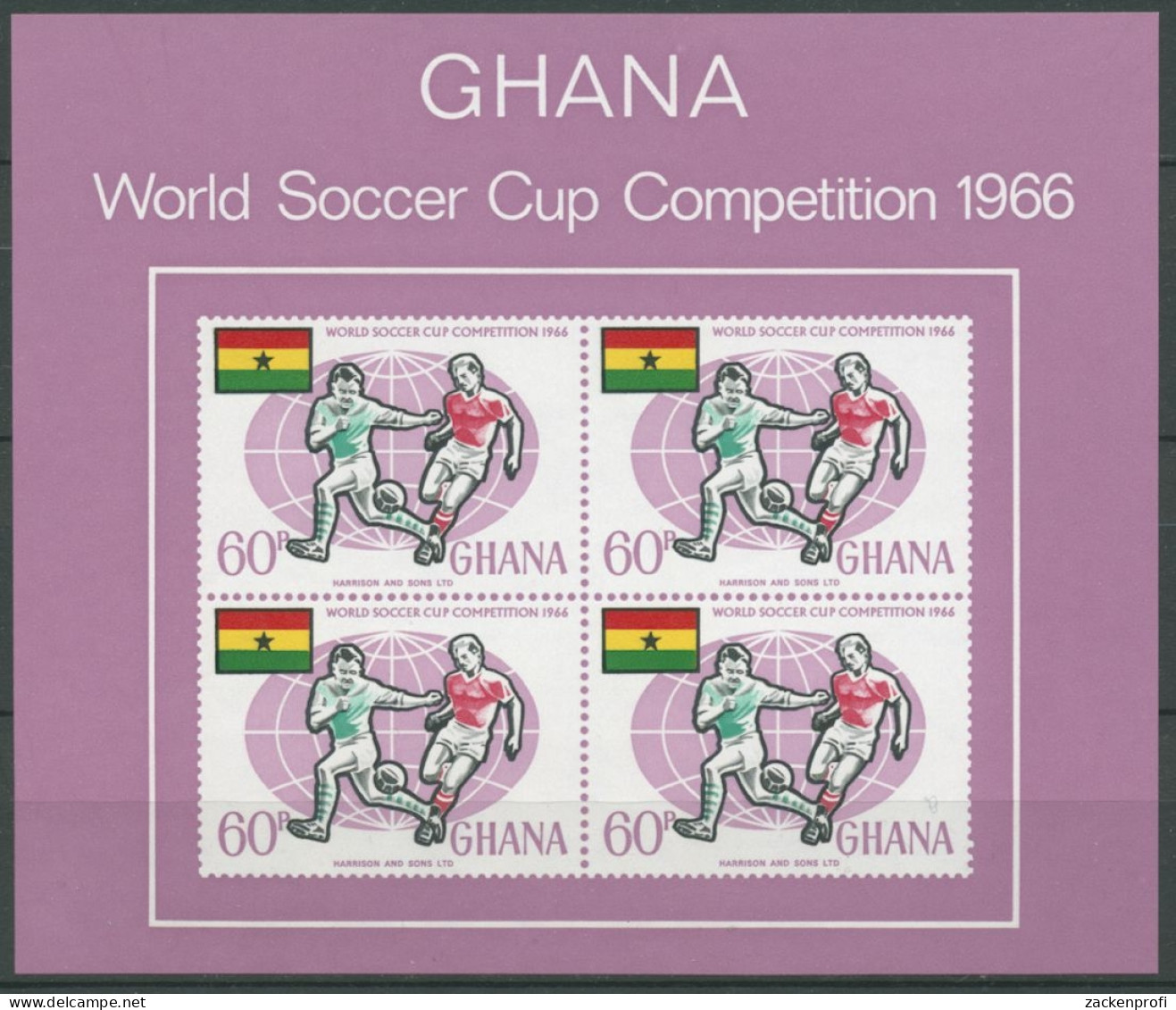 Ghana 1966 Fußball-WM In England Block 22 Postfrisch (C28273) - Ghana (1957-...)