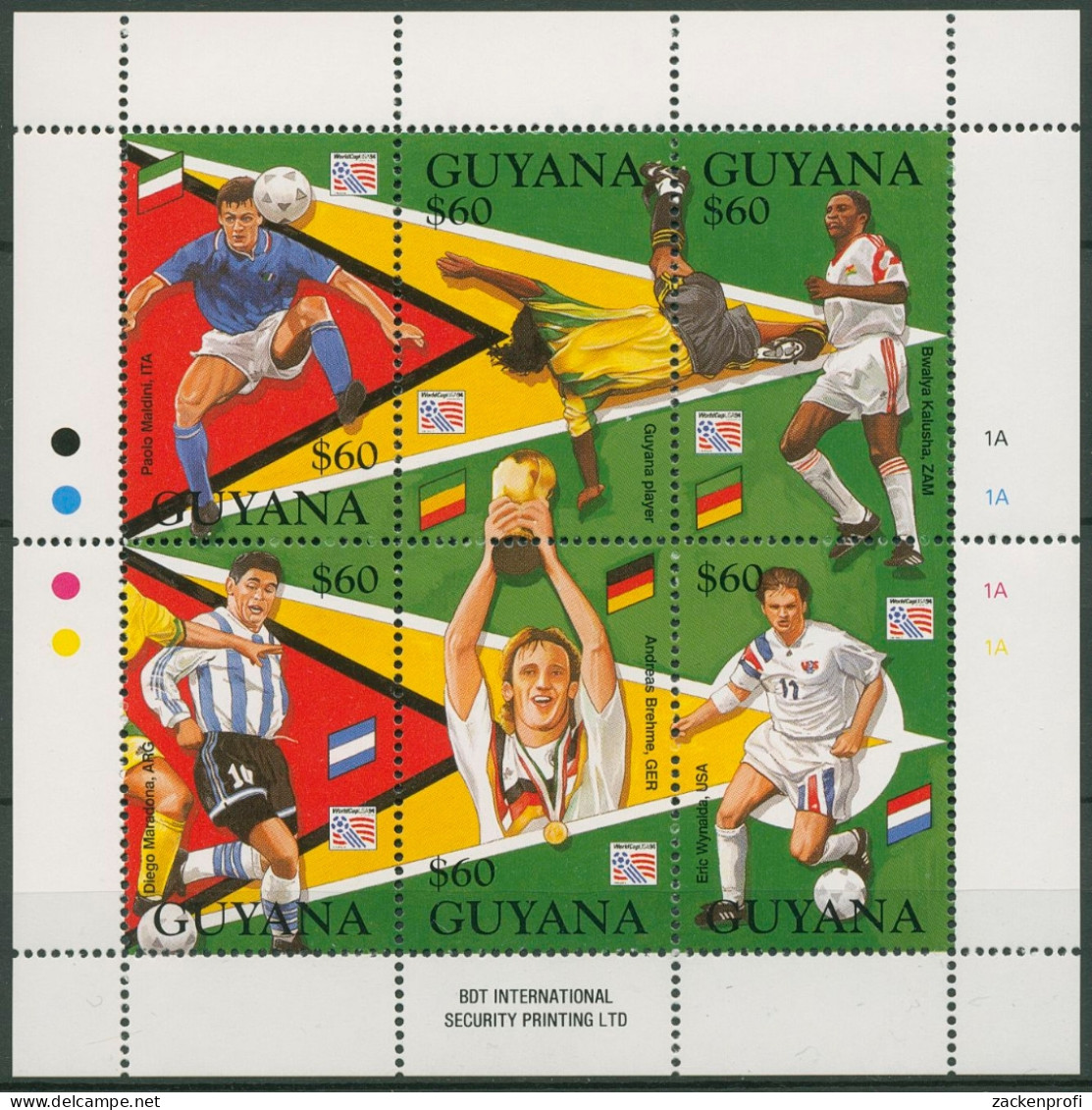 Guyana 1994 Fußball-WM USA Kleinbogen 4884/95 K Postfrisch (C94311) - Guyane (1966-...)