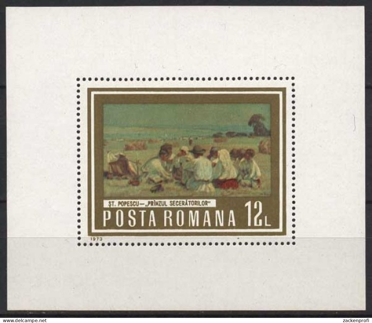 Rumänien 1973 Gemälde: Welt Der Arbeit St.Popescu Block 109 Postfrisch (C92078) - Blocks & Sheetlets