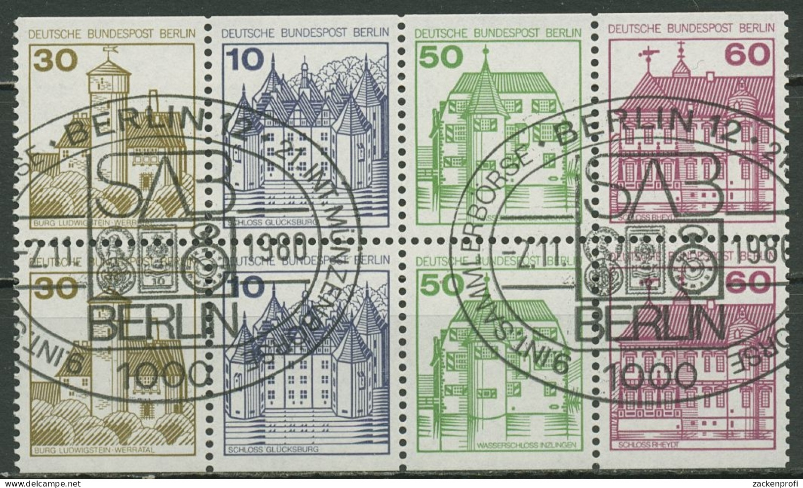 Berlin Heftchenblatt 1980 Burgen Und Schlösser H-Blatt 20 BERLIN-Sonderstempel - Cuadernillos