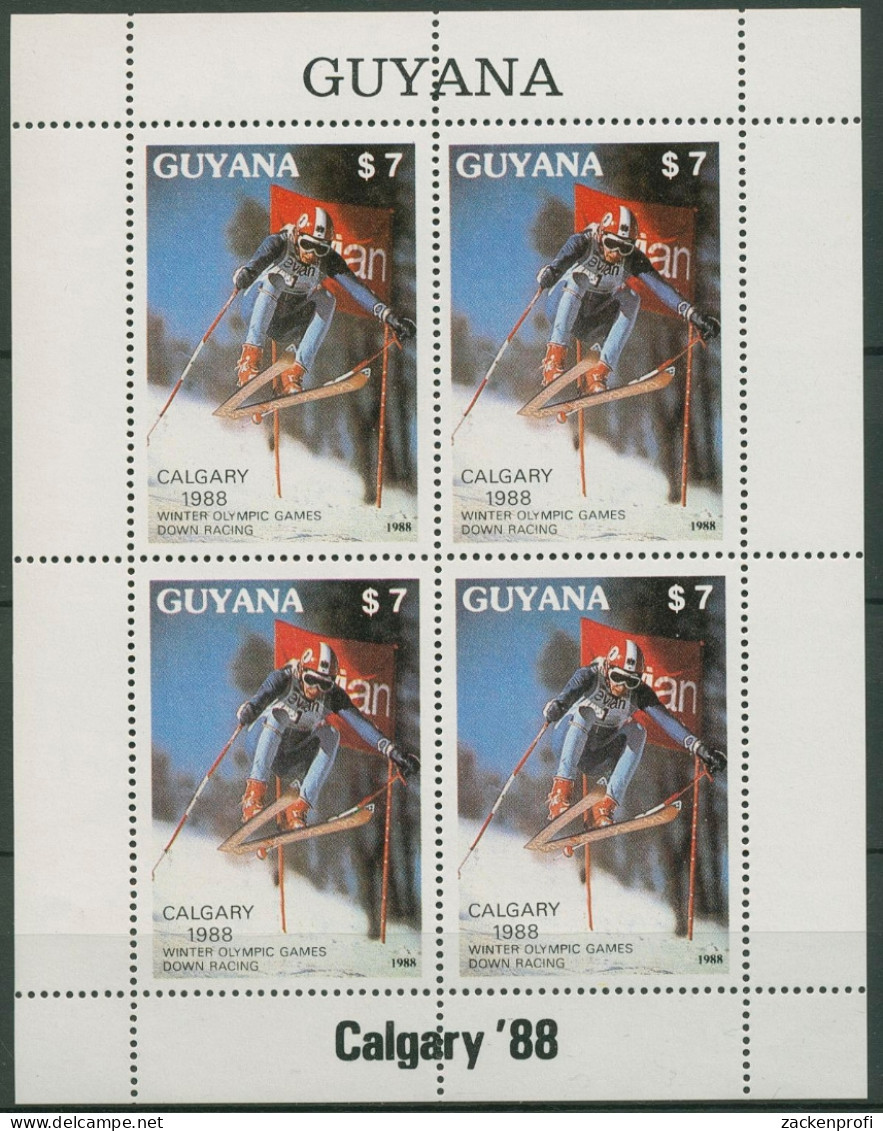 Guyana 1988 Olympia Calgary Skisport Kleinbogen 2408 K Postfrisch (C94309) - Guyane (1966-...)