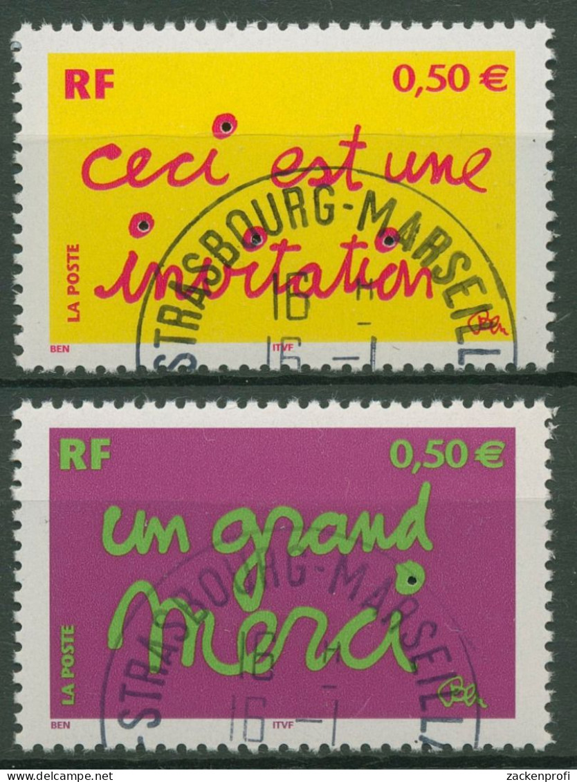 Frankreich 2004 Grußmarken Einladung 3780/81 I Gestempelt - Used Stamps