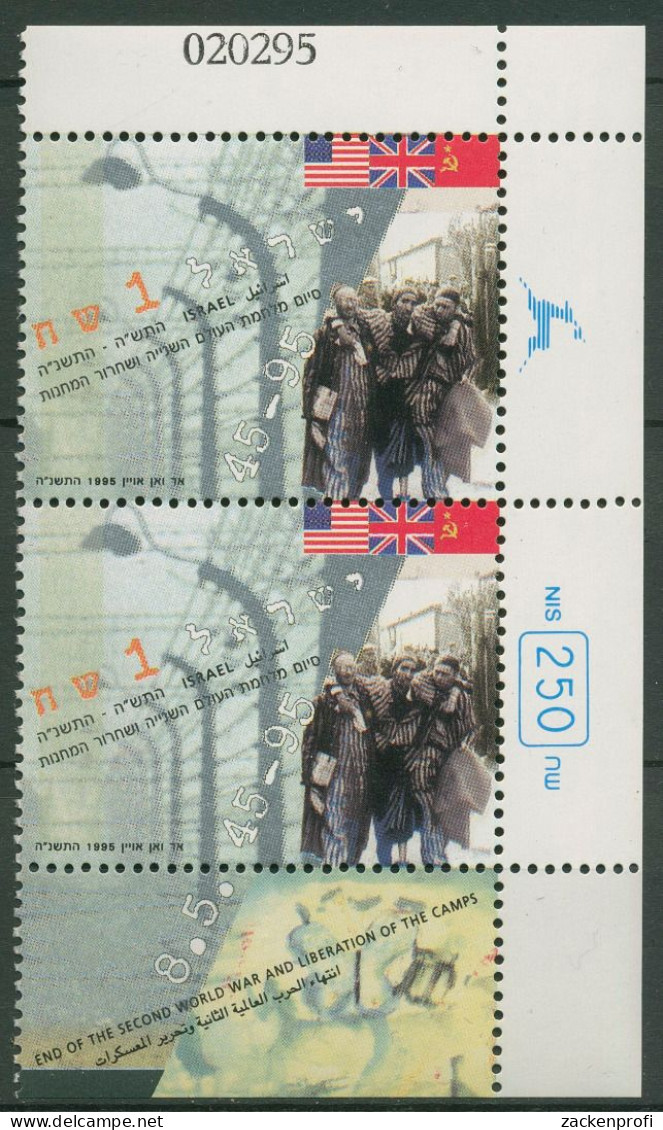Israel 1995 Ende Des 2. Weltkrieges KZ Dachau 1331 Ecke Mit Tab Postfrisch - Unused Stamps (with Tabs)