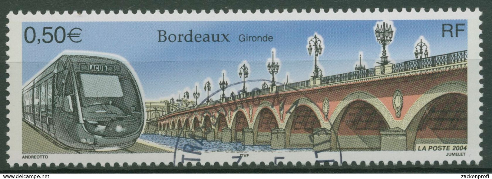 Frankreich 2004 Tourismus Straßenbahn Garonne-Brücke Bordeaux 3809 Gestempelt - Used Stamps