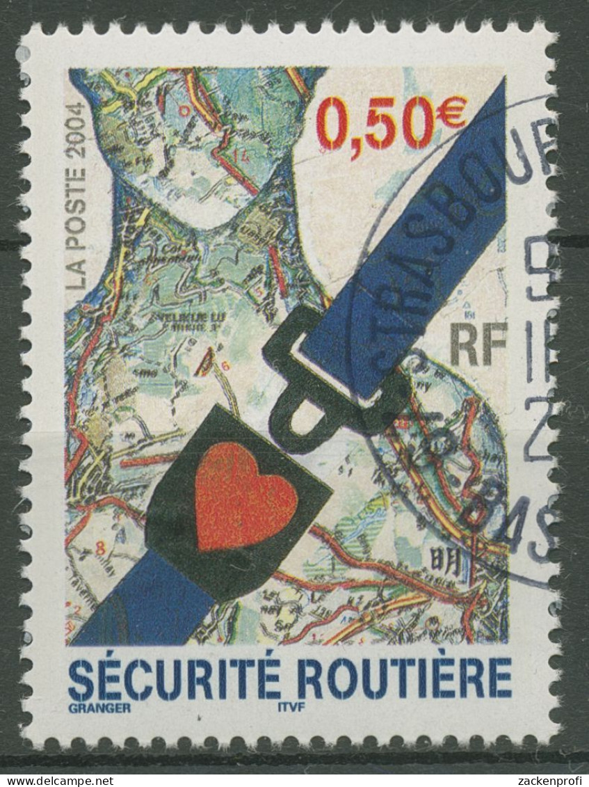 Frankreich 2004 Weltgesundheitstag Verkehr Sicherheitsgurt 3803 Gestempelt - Used Stamps