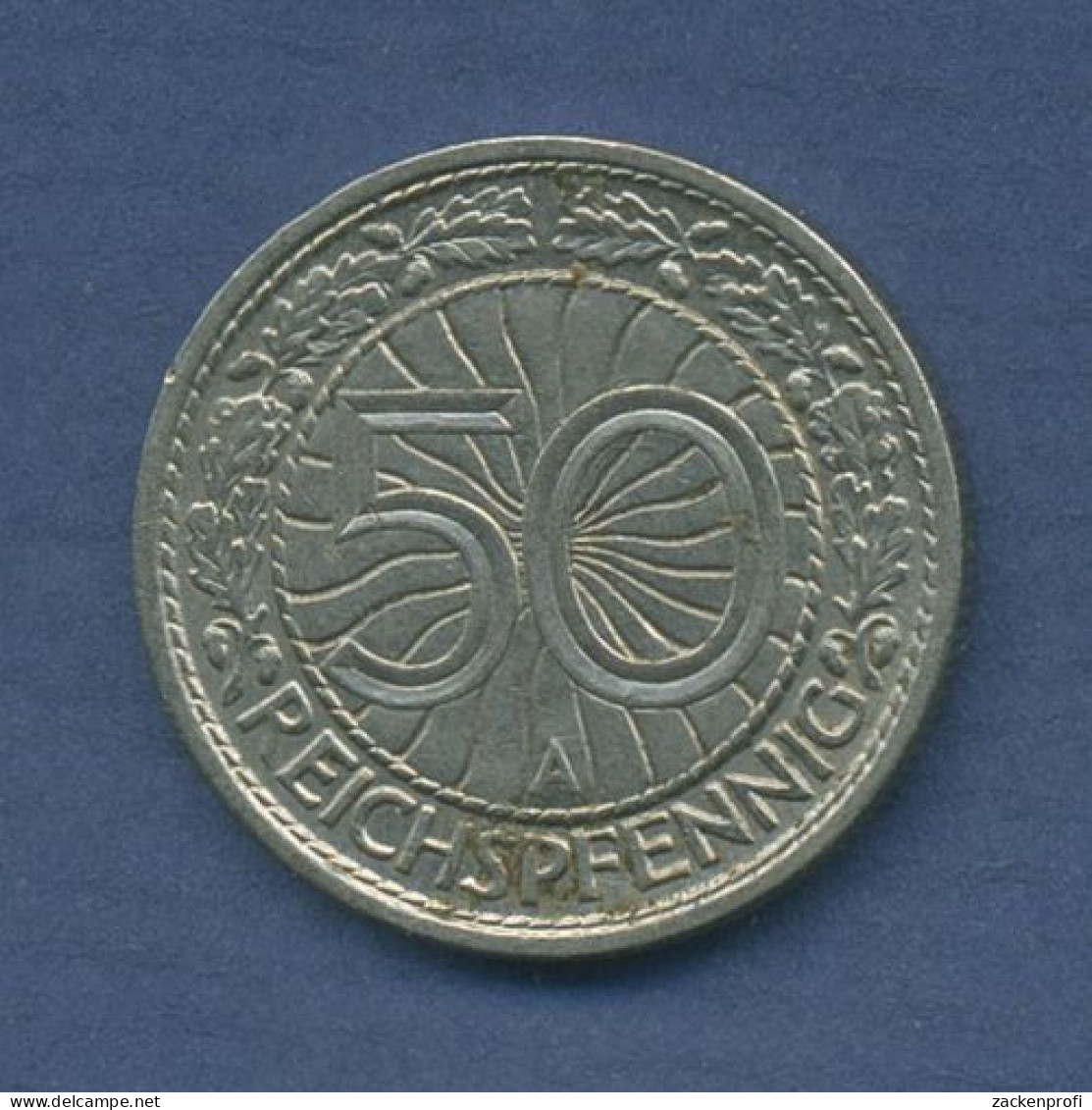 Deutsches Reich 50 Pfennig 1929 A, Kursmünze Nickel J 324 Ss (m3480) - 50 Rentenpfennig & 50 Reichspfennig