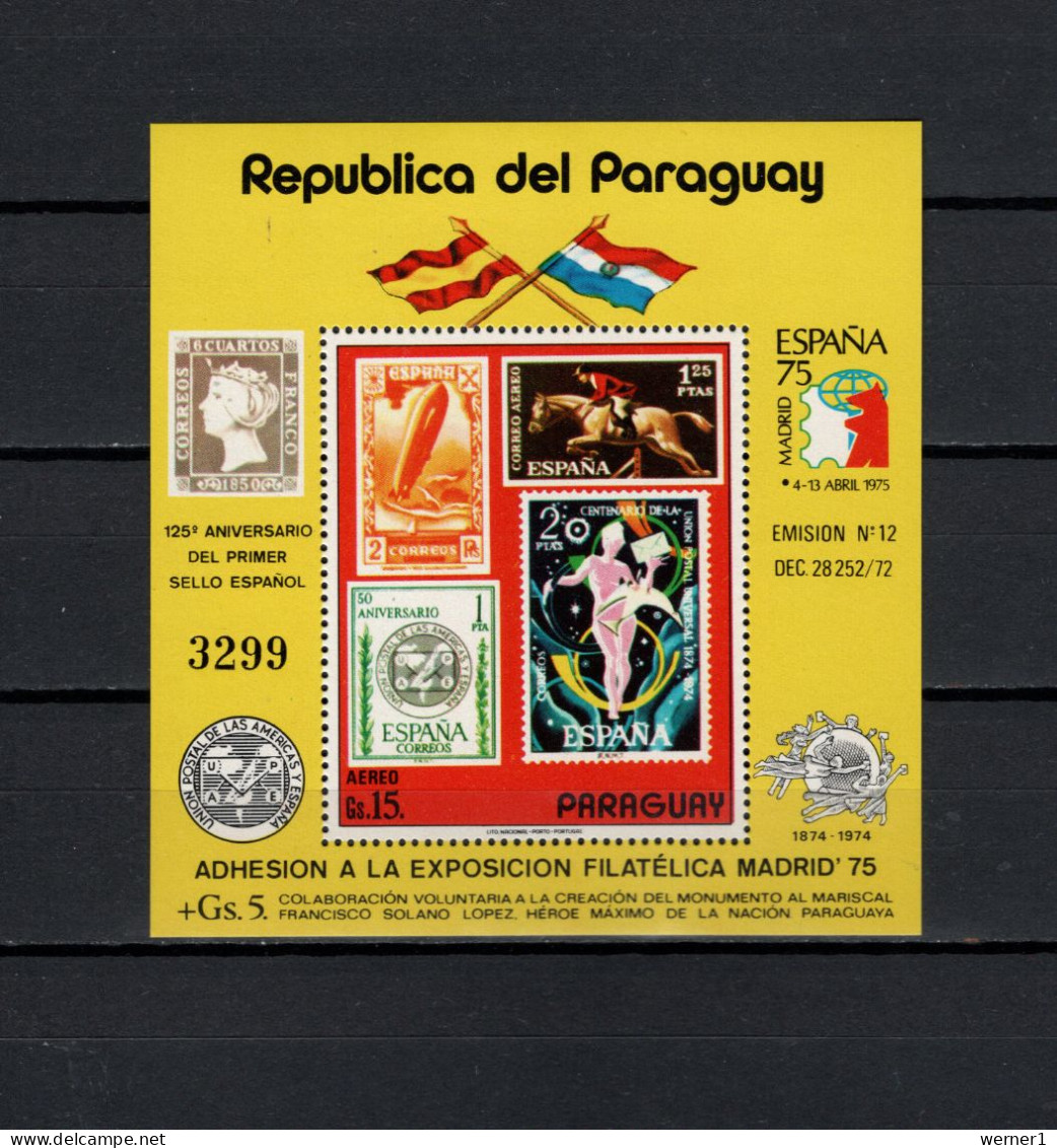 Paraguay 1975 Space, Espana 75, Spanish Stamps, Zeppelin S/s MNH - América Del Sur