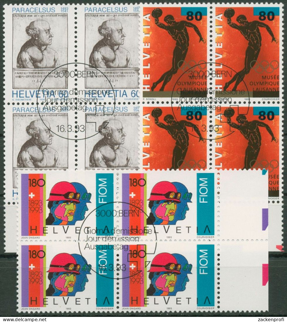 Schweiz 1993 Ereignisse Paracelsus Olymp. Museum 1493/95 4er-Block Gestempelt - Usados