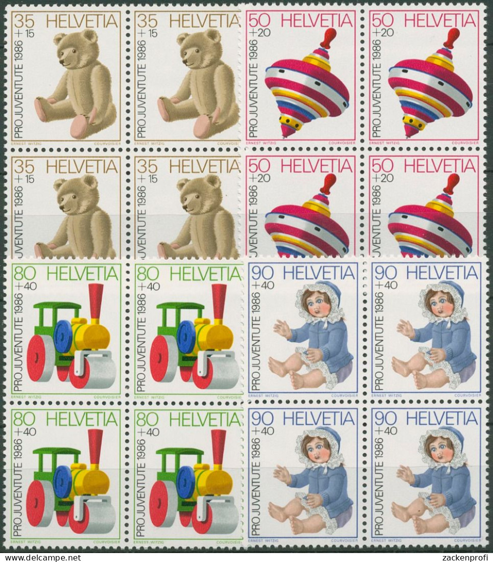 Schweiz 1986 Pro Juventute Kinderspielzeug 1331/34 4er-Block Postfrisch - Nuevos