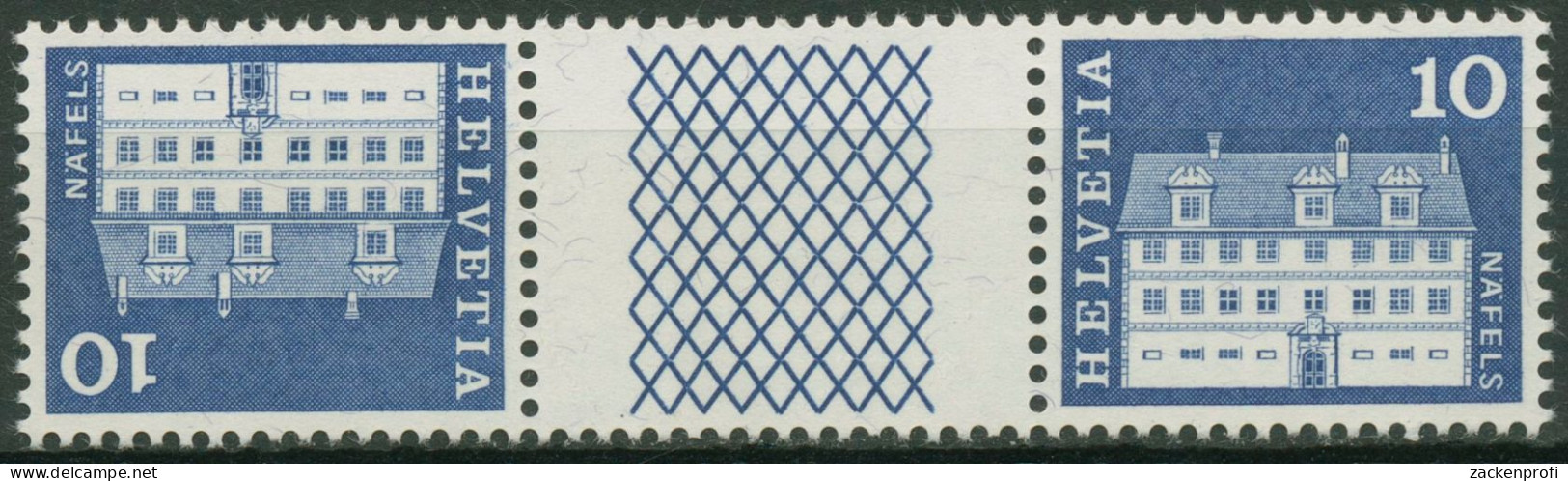 Schweiz 1968 Bauwerke Freulerpalast Näfels 879 Kehrdruck KZ 27 G Postfrisch - Unused Stamps