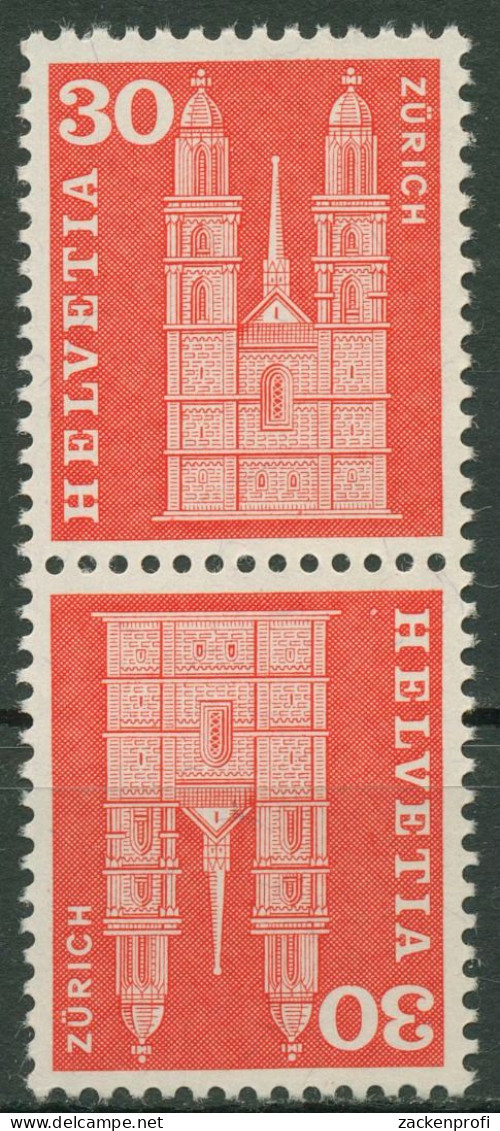 Schweiz 1960 Bauwerke Großmünster Zürich 701 Kehrdruck K 49 Y Postfrisch - Unused Stamps