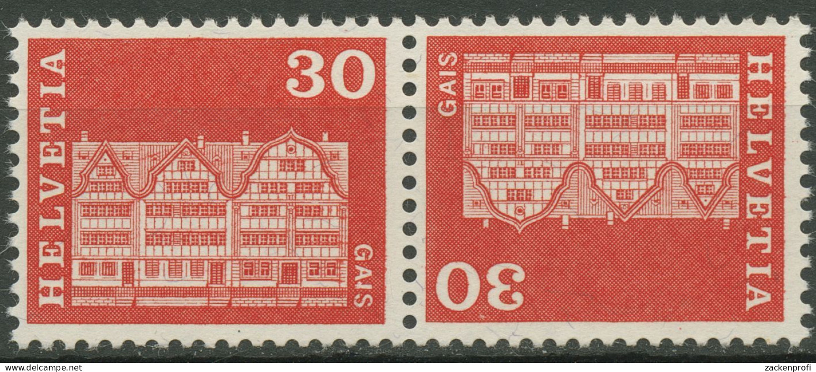 Schweiz 1968 Bauwerke Dorfplatz Gais 882 Kehrdruck K 52 Postfrisch - Ungebraucht