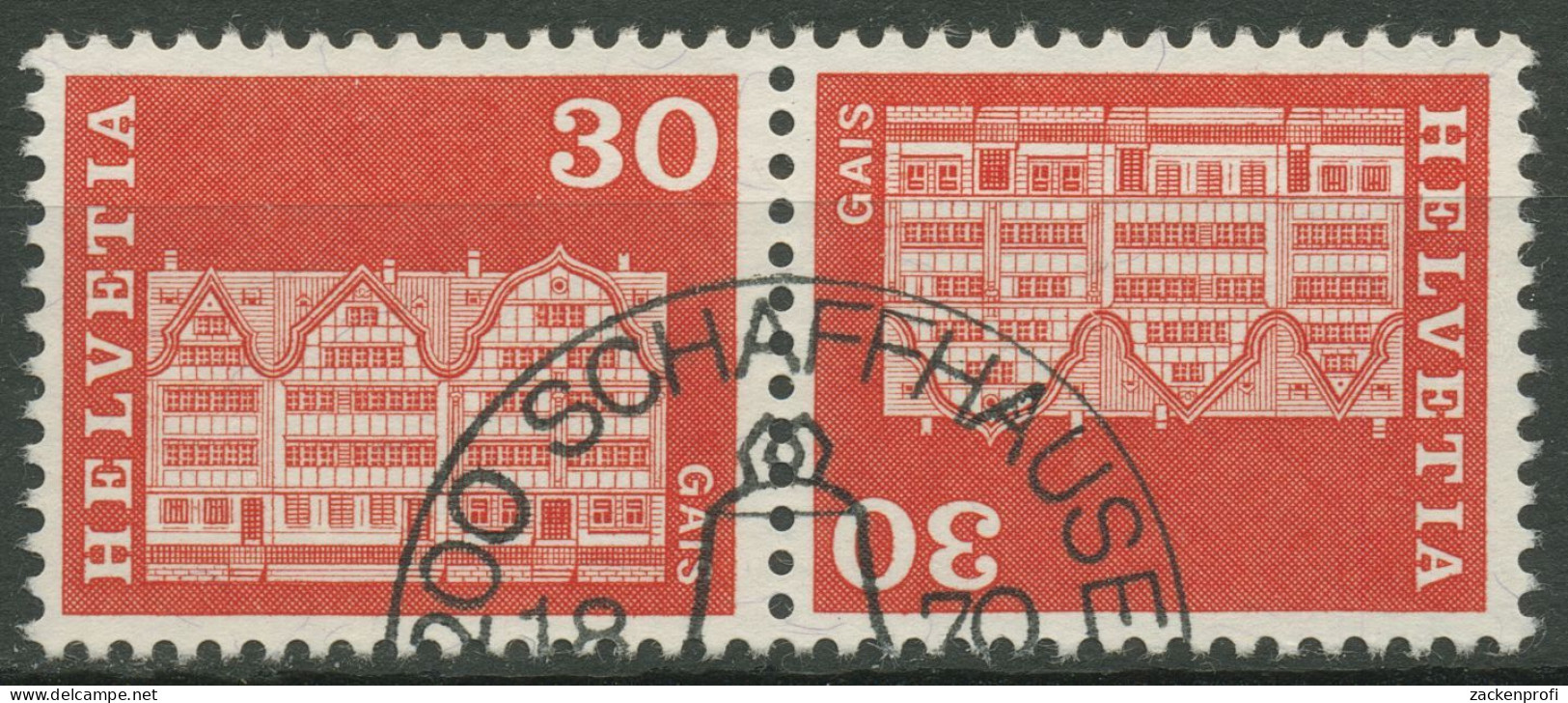 Schweiz 1968 Bauwerke Dorfplatz Gais 882 Kehrdruck K 52 Gestempelt - Gebruikt