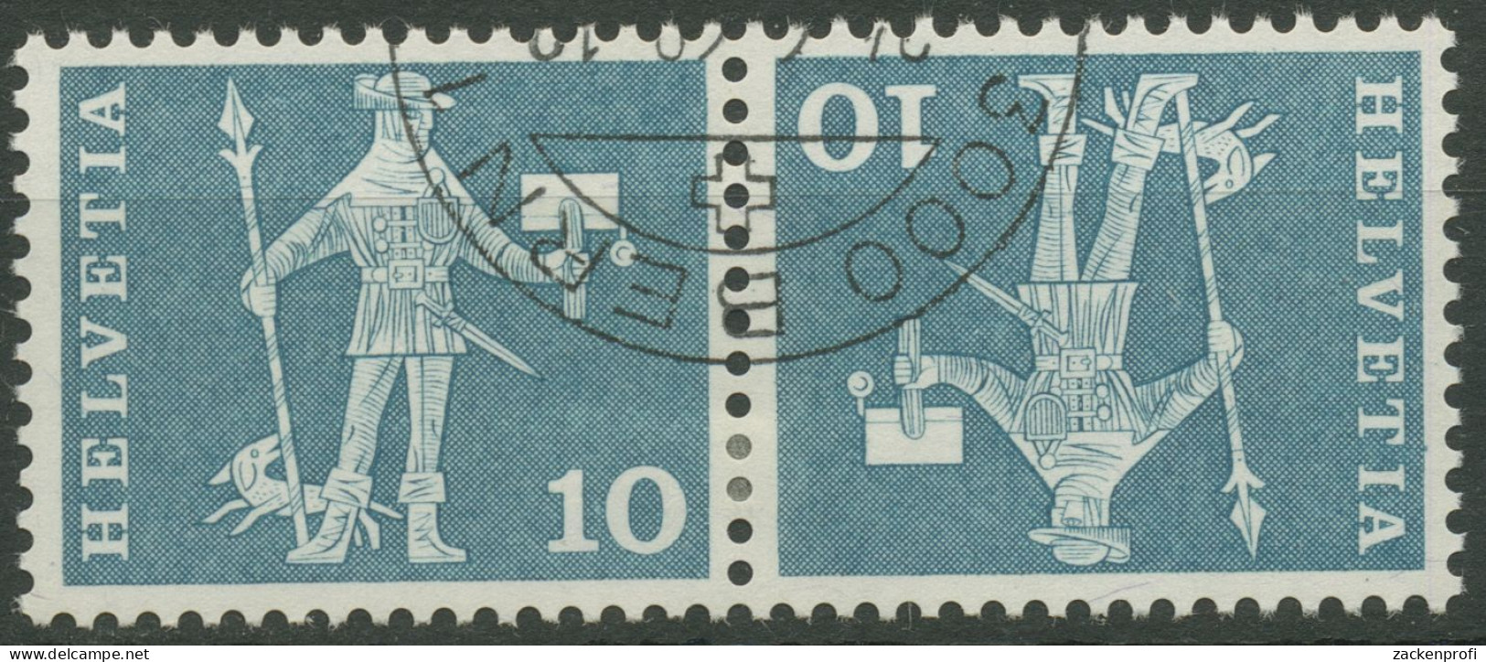 Schweiz 1960 Postmotive Postbote 697 Kehrdruck K 46 Y Gestempelt - Used Stamps