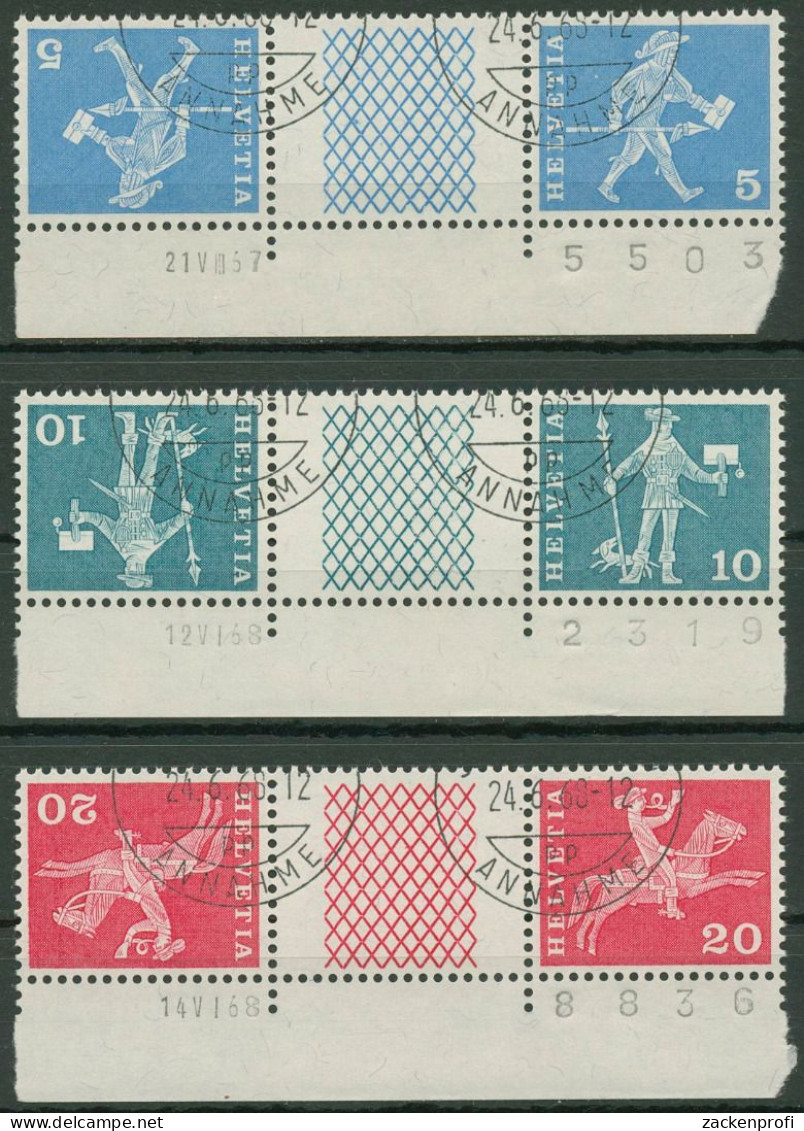 Schweiz 1960 Postmotive Kehrdruck KZ 20/22 Y G Gestempelt, Mit Bogennummer - Used Stamps