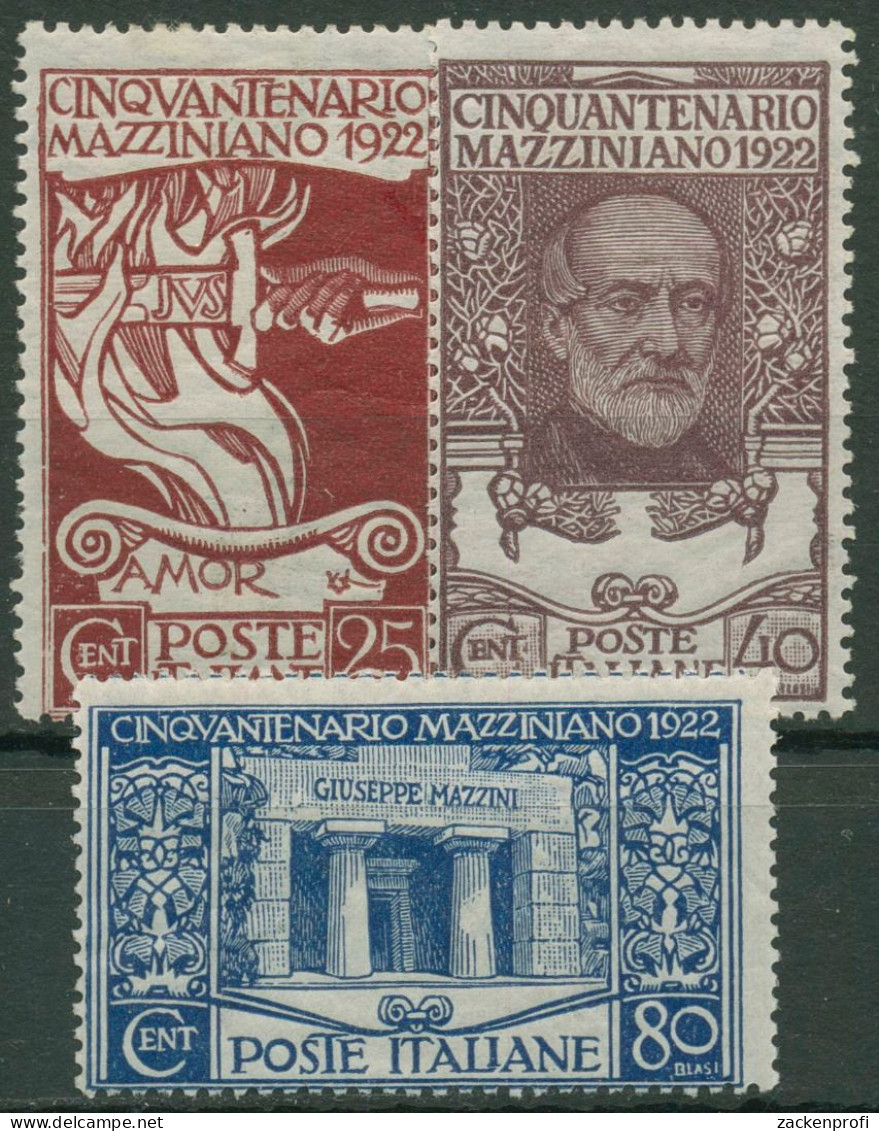 Italien 1922 Staatsmann Giuseppe Mazzini 157/59 Mit Falz - Mint/hinged