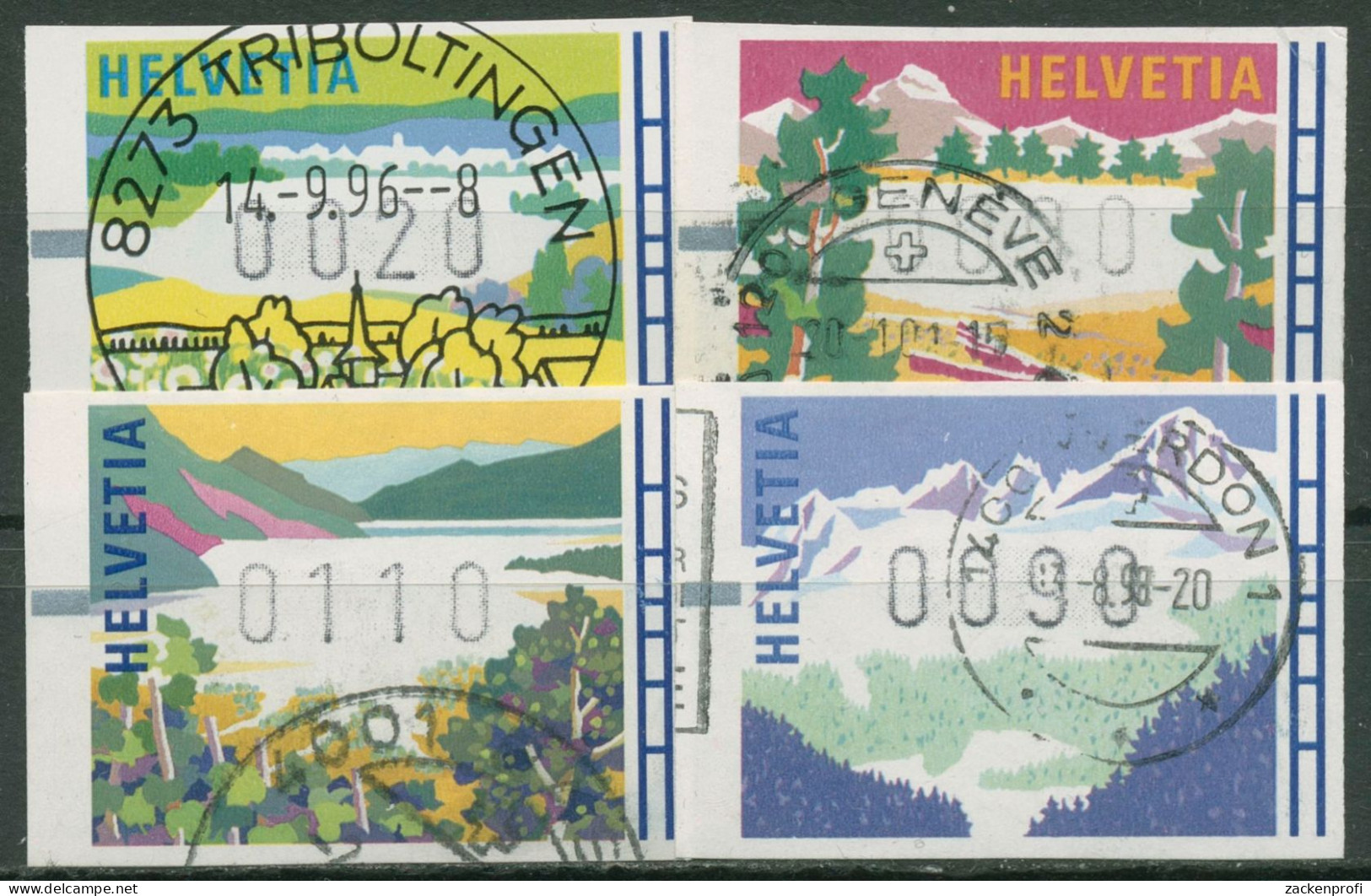 Schweiz Automatenmarken 1996 Landschaften ATM 7/10 Gestempelt - Francobolli Da Distributore