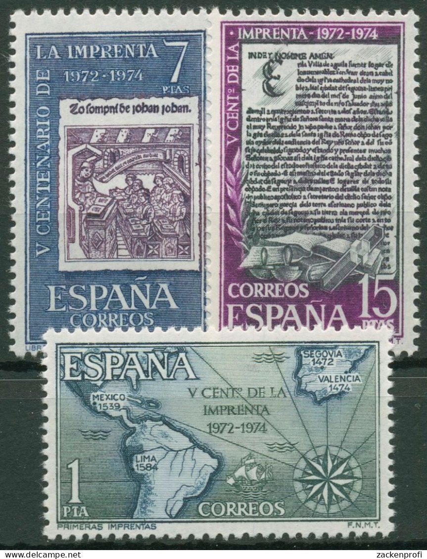 Spanien 1973 500 Jahre Buchdruck 2059/61 Postfrisch - Ungebraucht