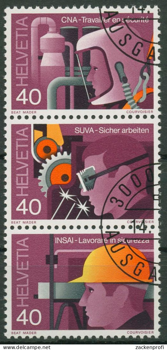 Schweiz 1978 Sicherheit Am Arbeitsplatz 1134/36 S ZD 25 Gestempelt - Oblitérés