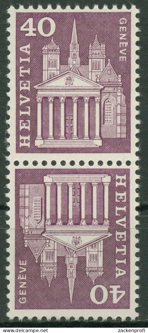 Schweiz 1960 Bauwerke Kathedrale Genf 703 Kehrdruck K 54 Y Postfrisch - Unused Stamps