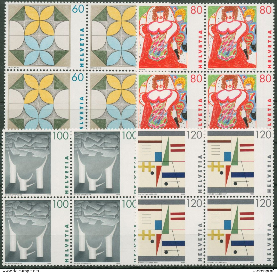 Schweiz 1993 Frauen Kunstwerke 1506/09 4er-Block Postfrisch (C62368) - Ungebraucht